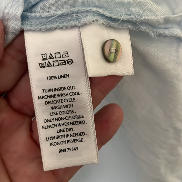 Rachel Roy blue linen shirt size M - Picture 5 of 6